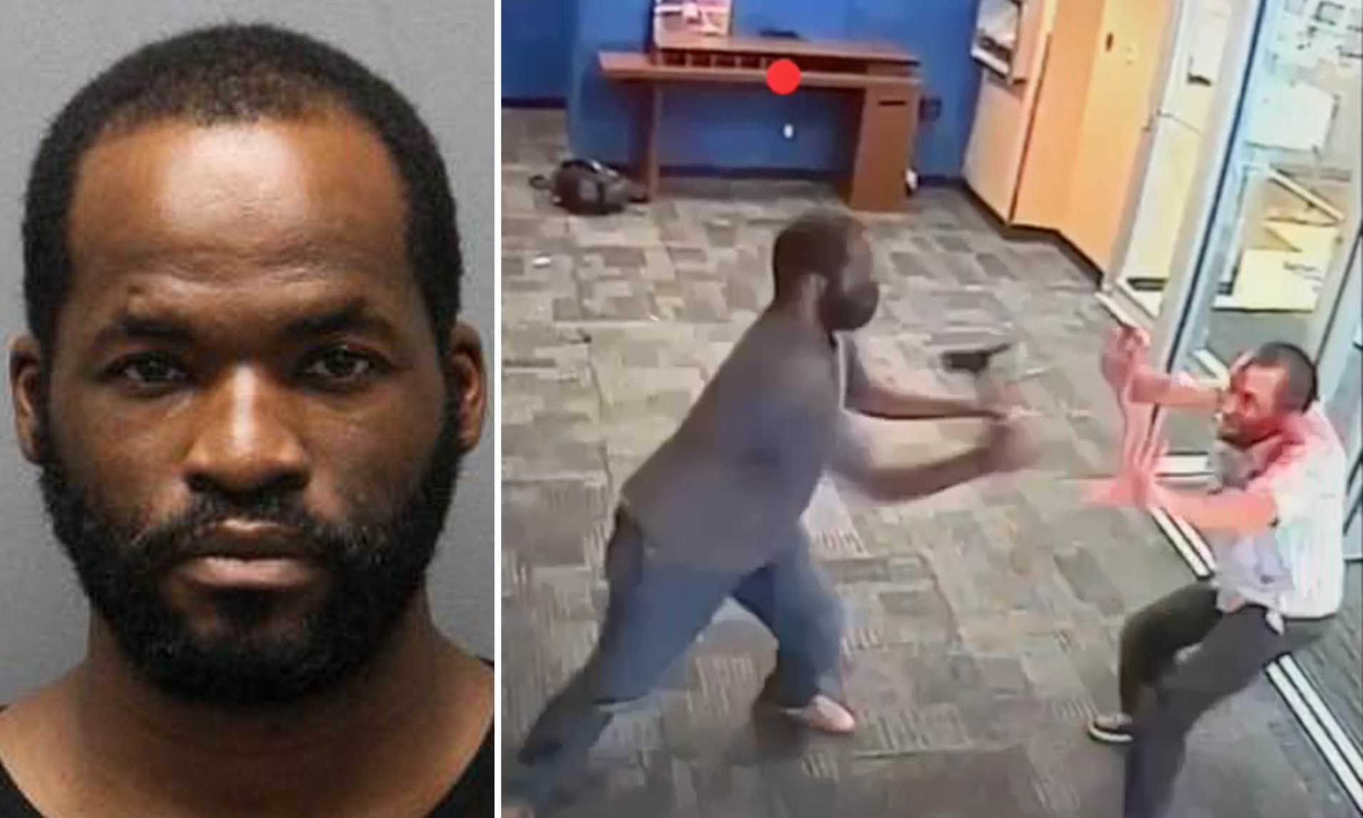 بالفيديو|| أمريكي من ذوي البشرة السمراء يهجم على بنك ويعتدي على أجهزته وأحد العملاء مستخدماً "بلطة"