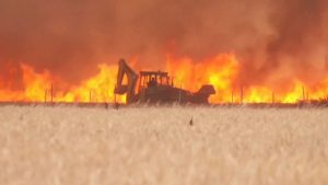 فيديو دخول رجل إسباني بحفار لمقاومة النيران التي كانت تلتهم أرضه